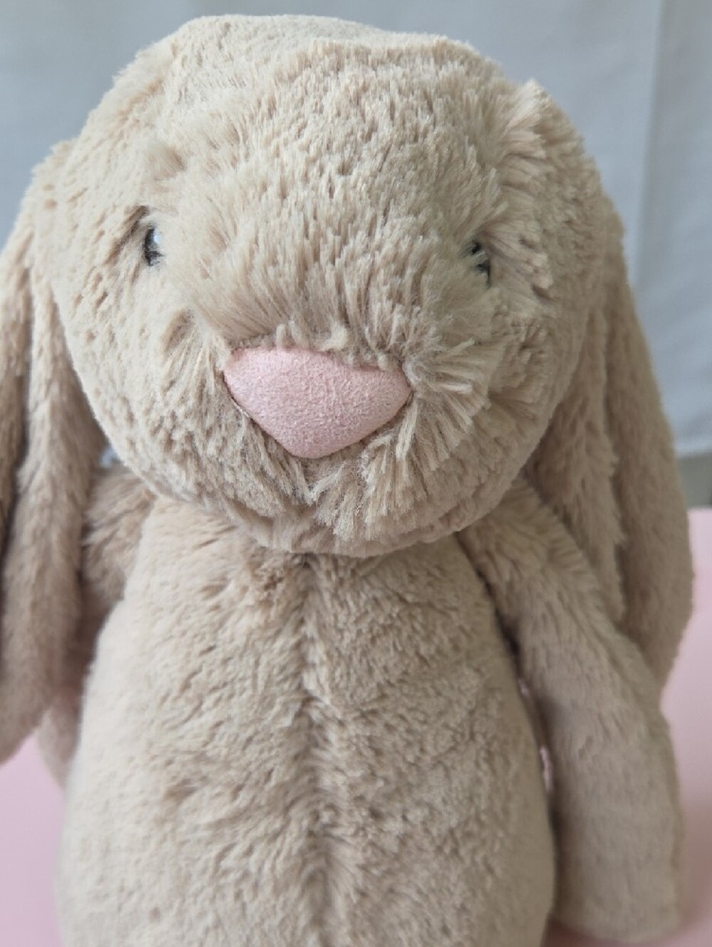 Jellycat Bashful Cream Plush Bunny with Pink Nose. Large - Picture 5 of 8
